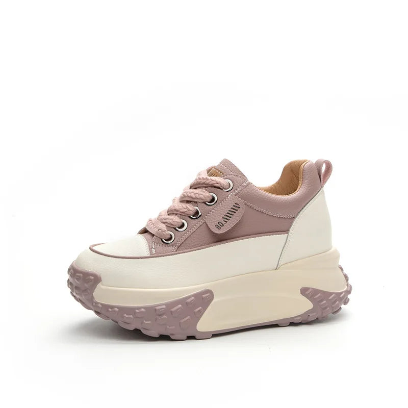 White Leather Platform Wedge Sneakers Women Black Rubber Sole Lace Up Zpaxo 377 Purple 34 China Mainland