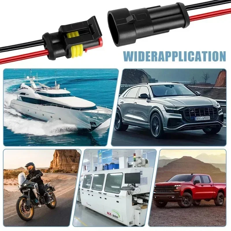 Waterproof 2 Pin Wire Connectors - 20 AWG Automotive Connector Kit for Car, Truck, Motorcycle, and Marine Boat Zpaxo