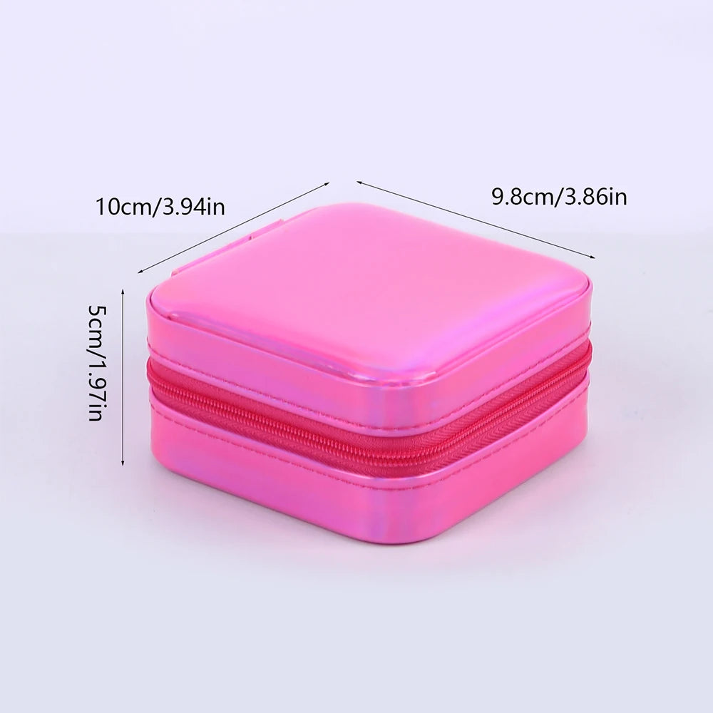 Jewelry Case Box Portable Small Travel Jewelry Organizer Necklace Earring Ring Storage Display Gift Box Travel Essentials Zpaxo Rose Red