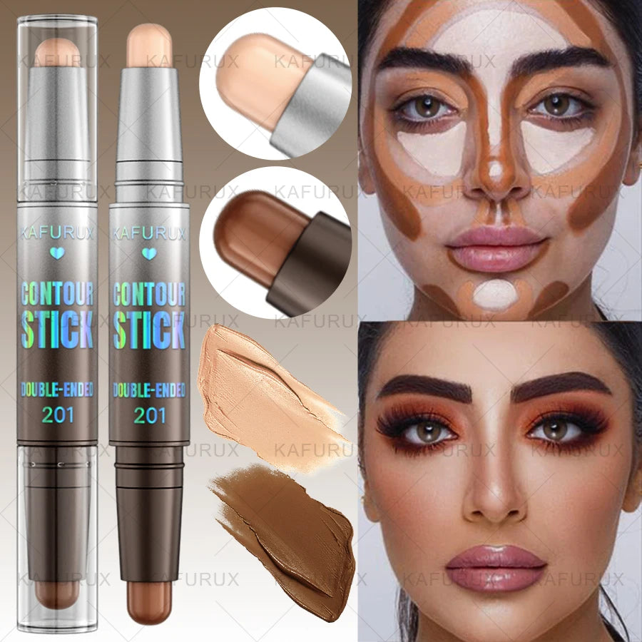 Dual-ended Contour Stick Facial Foundation Concealer Waterproof Dark Zpaxo