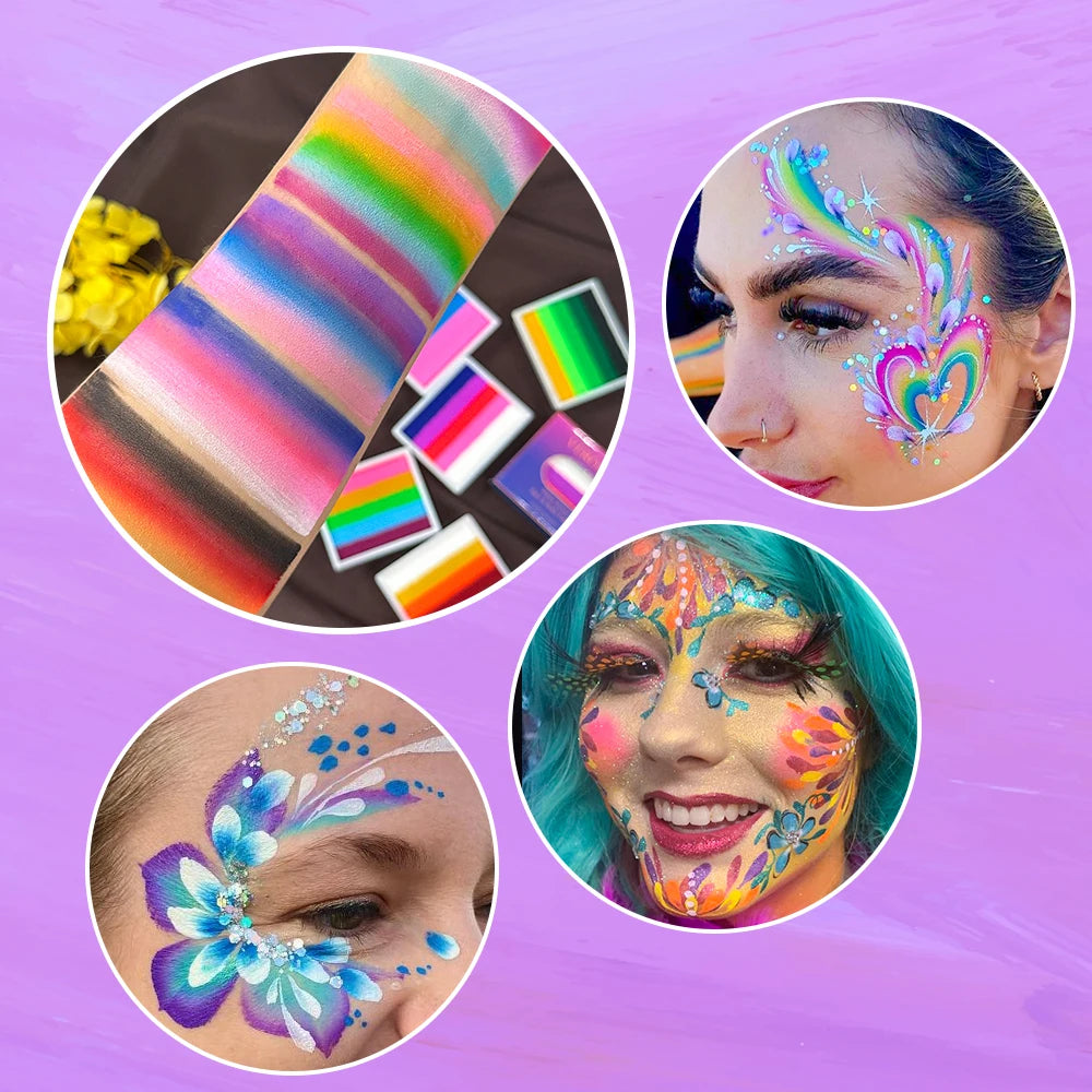 Rainbow Face Body Paint Makeup Water-soluble Painting Palette Zpaxo