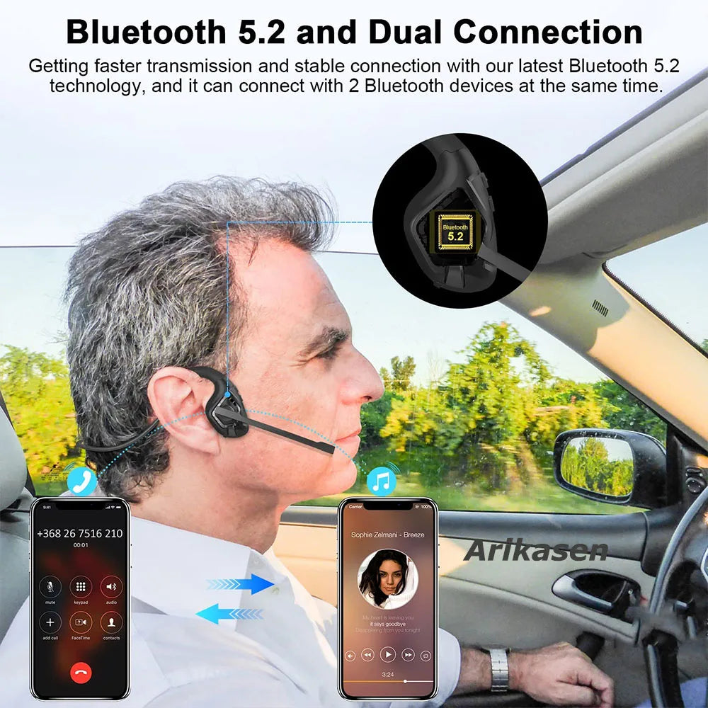 Bluetooth Headsets Microphone Open Ear Headphones Wireless Noise Zpaxo