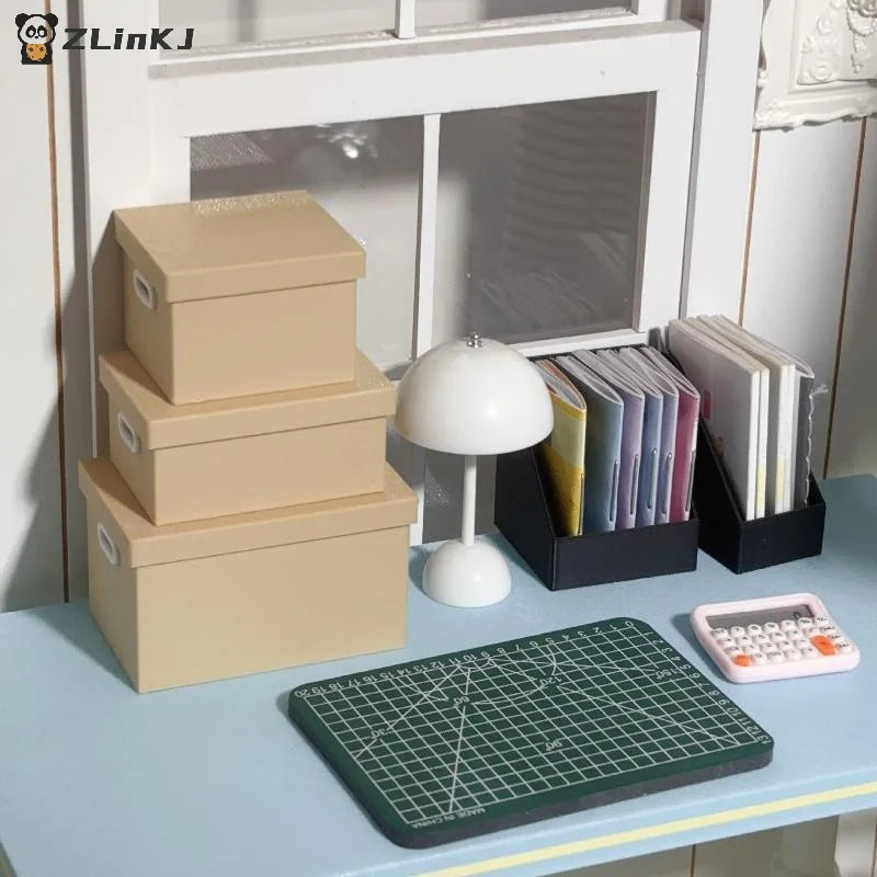 ▶1Pcs Home Decoration Dollhouse Mini Color Storage Box With Lid Model Dolls House Micro Scene Ornaments Decor Props Zpaxo