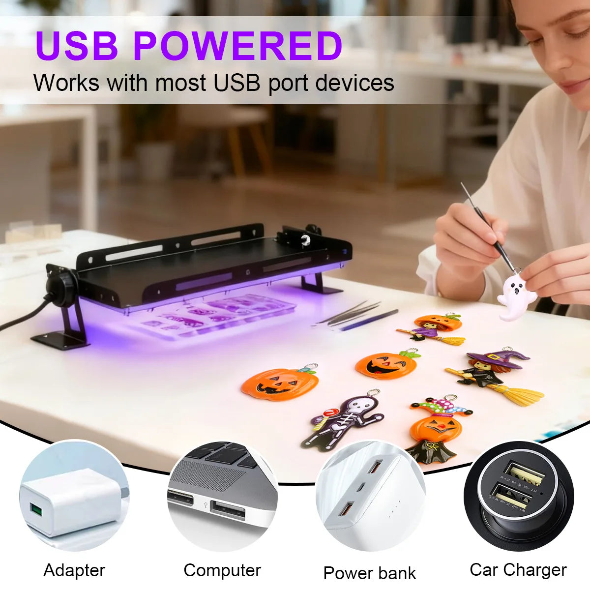 50 96 144 LED UV Resin Curing Light Portable DIY Box Fast Epoxy Zpaxo