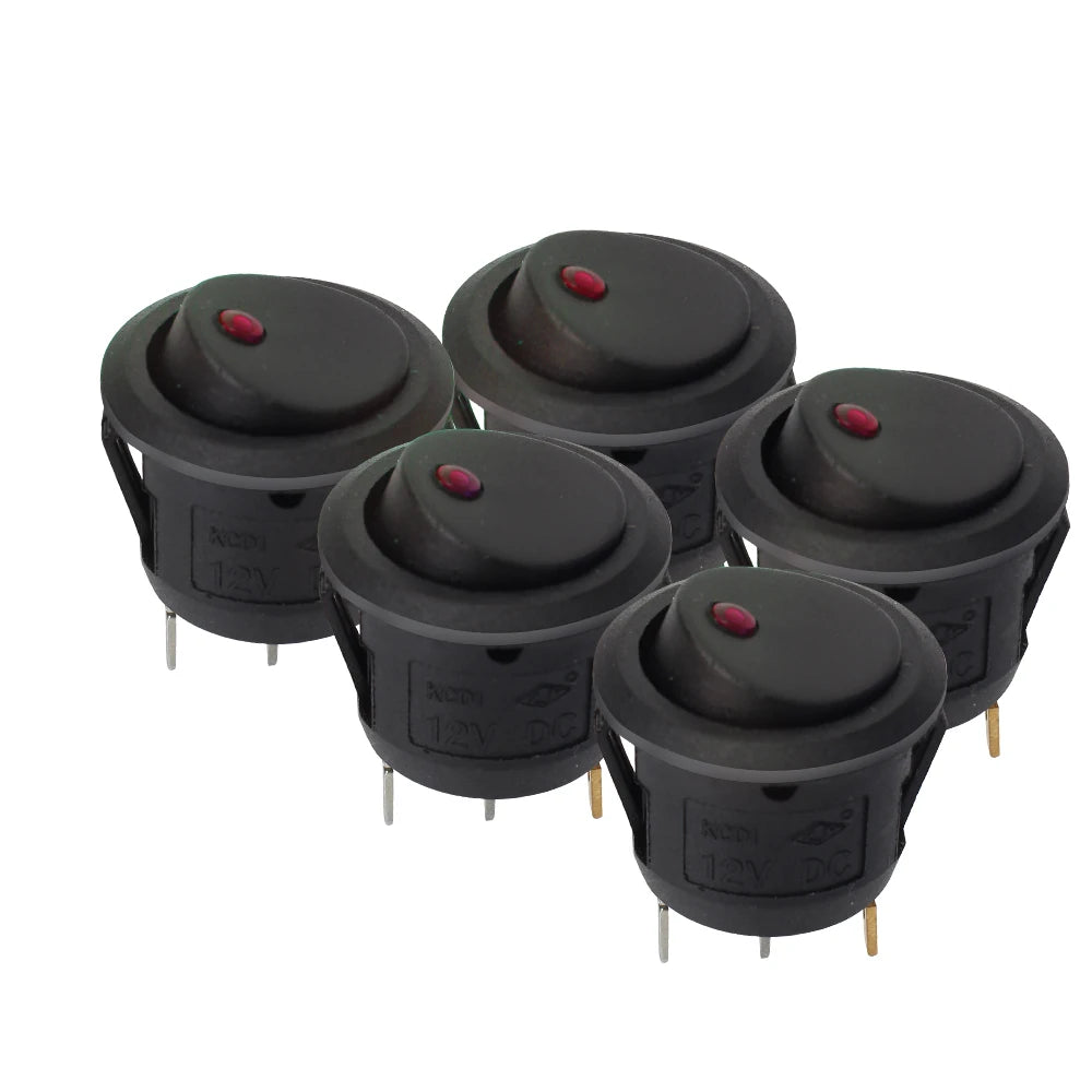 Luminescence Toggle Switches Waterproof 12V OFF LED Light Round Zpaxo 20MM-Red A