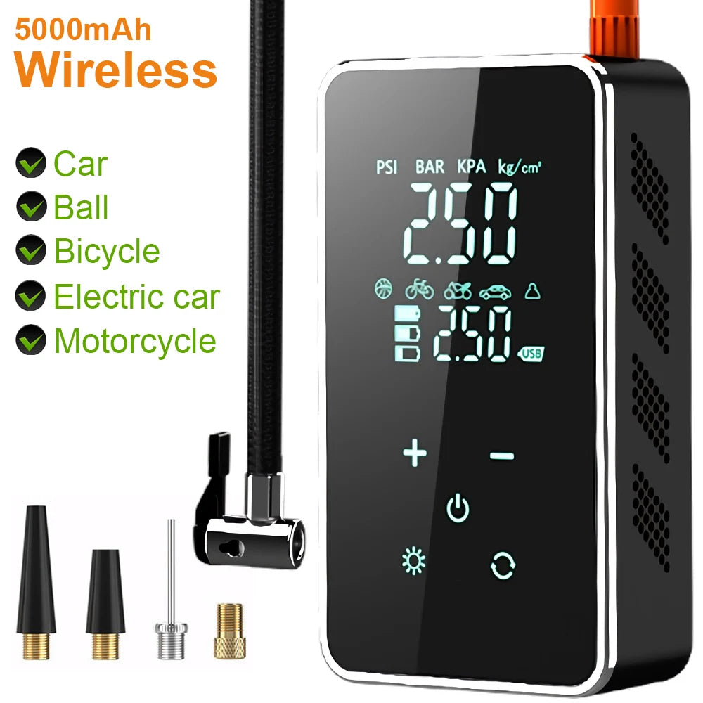 Wireless Air Pump 150psi Touch Screen/Key Portable Electric Tire Inflator For Car Bicycle Motorcycle Mini Air Compressor Injecto Zpaxo