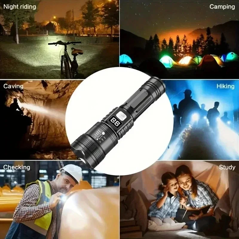 100000LM Bright Flashlight Rechargeable LED Torch Long Range Tactical Zpaxo