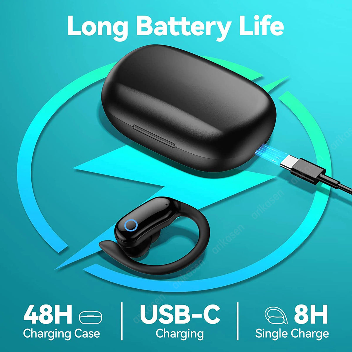 Bluetooth Headphones Wireless Earbuds Charging Case 48hrs Playtime Zpaxo
