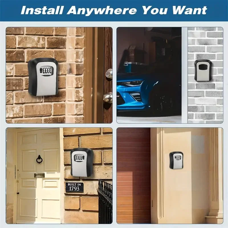 Key Safe Wall Mount No-battery Combination Lock Box Metal Plastic Zpaxo