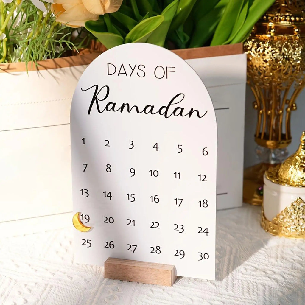 Ramadan Countdown Calendar 30 Days Acrylic Eid Mubarak Tabletop Zpaxo
