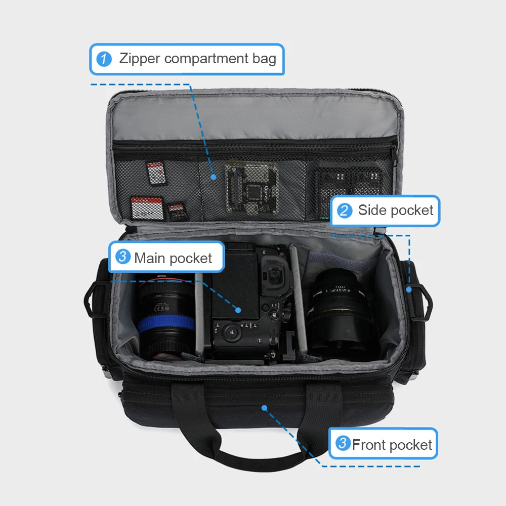 Camera Bag Travel Shoulder Water-resistant Shock-proof Mirrorless Zpaxo