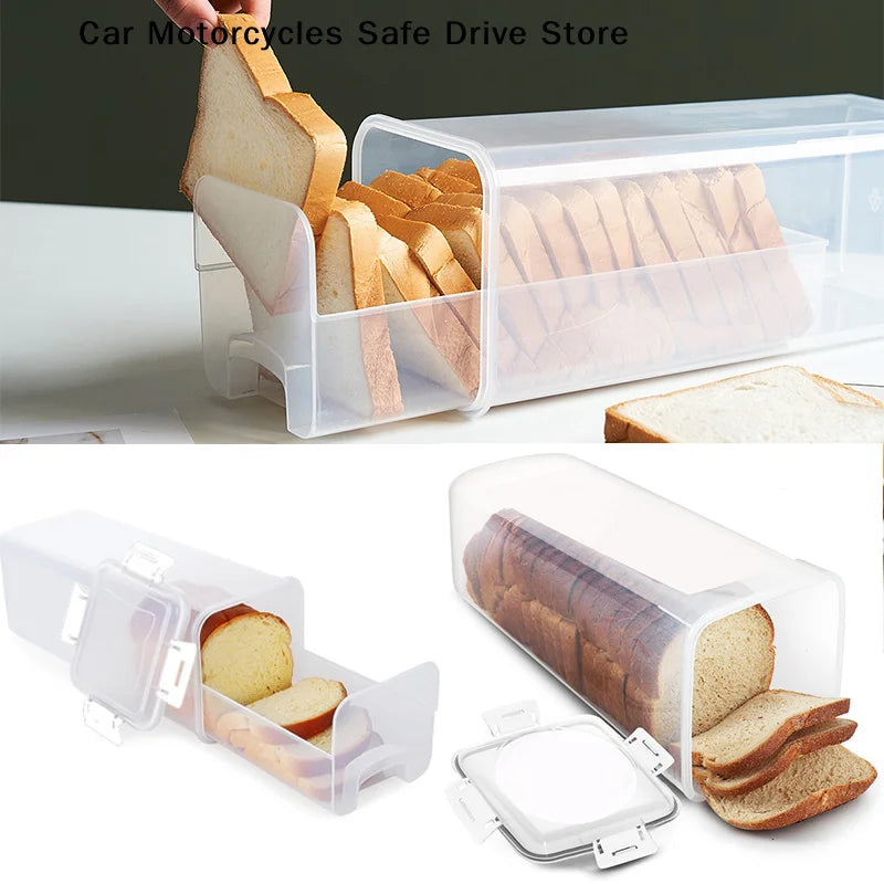 Plastic Bread Box Sealing Lid Tray Storage Sandwich Pasta Multigrain Zpaxo