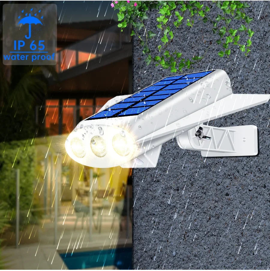 Solar Wall Light Outdoor Waterproof LED Lamp 2200mAh Security Yard Zpaxo White Shell-White China Mainland