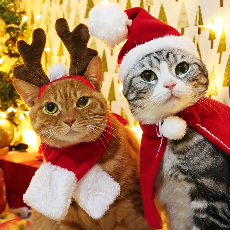Cute Winter Pet Cloak Dog Cat Christmas Clothes Warm Puppy Santa Red Zpaxo