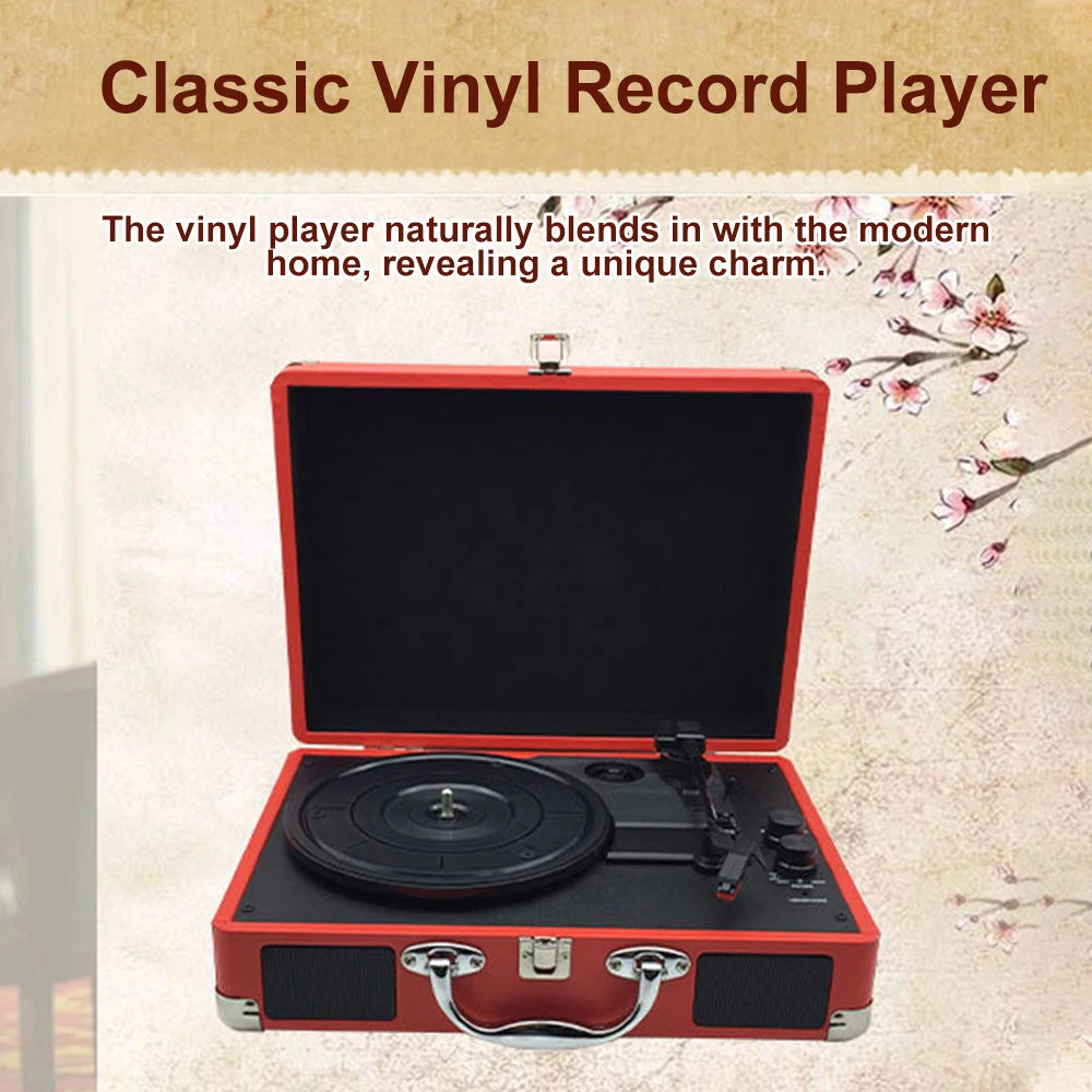 Record Player 3-Speed Turntable Built-in Speaker BT Function Support 7'' /10'' /12'' Belt-Driven Record Player Vintage Turntable Zpaxo