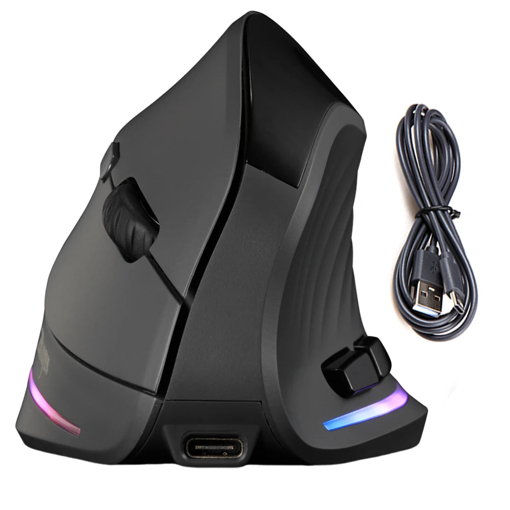 Vertical Wireless Mouse Rechargeable Bluetooth-compatible 7 Buttons Zpaxo black