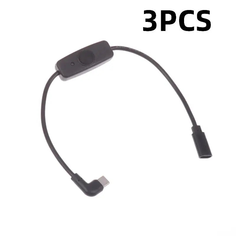 1 USB-C C Power Supply Cord 5V2A Short USB Extension Cable Off Switch Zpaxo Black elbow 3pcs