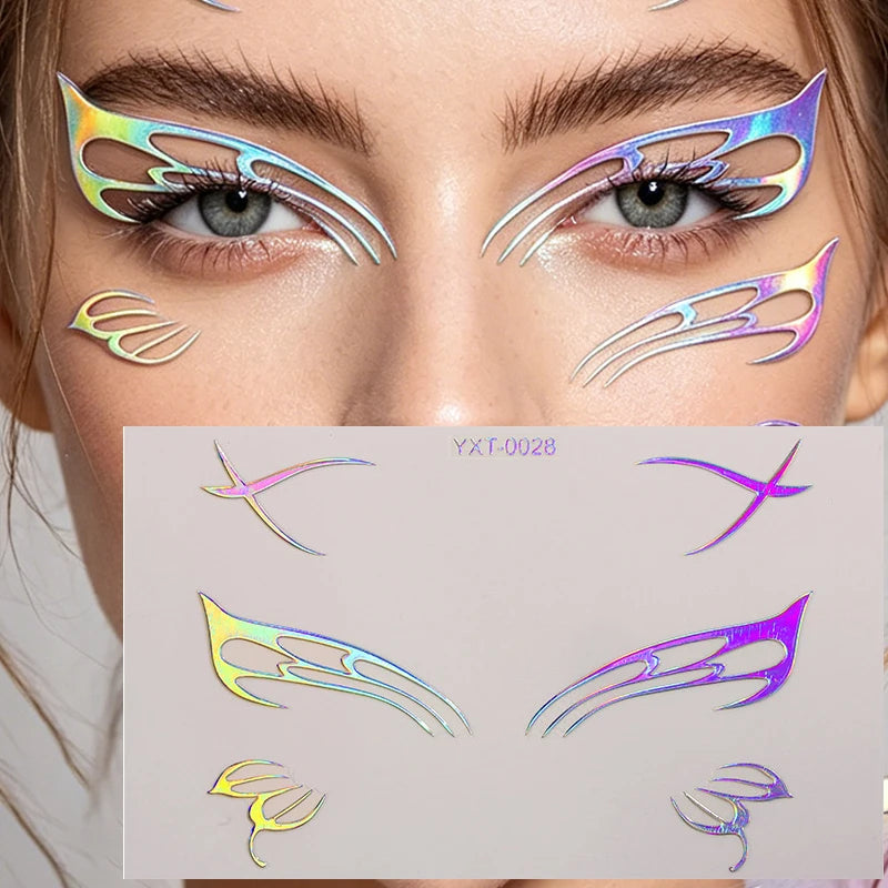 Colorful Eyes Makeup Stickers Laser Eyeliner Eyebrows Face Art Zpaxo YXT-028-1Pc