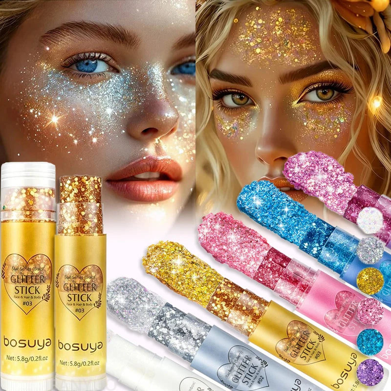 Sparkling Sequins Glitter Gel Stick Pearl Sequin Face Body Cosmetic Zpaxo