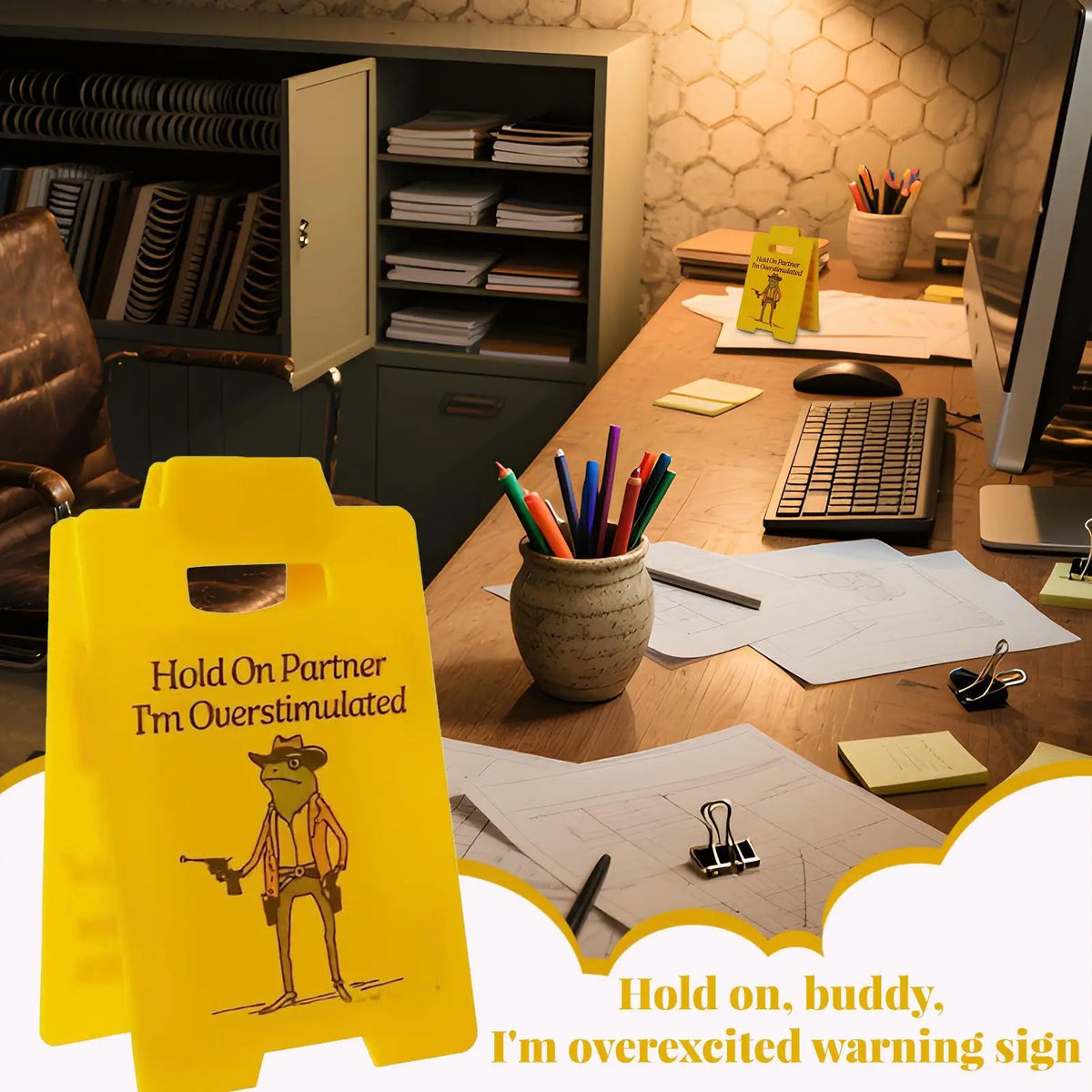 3D Printed Desk Signs Office Humorous Hold Partner Im Overstimulated Zpaxo