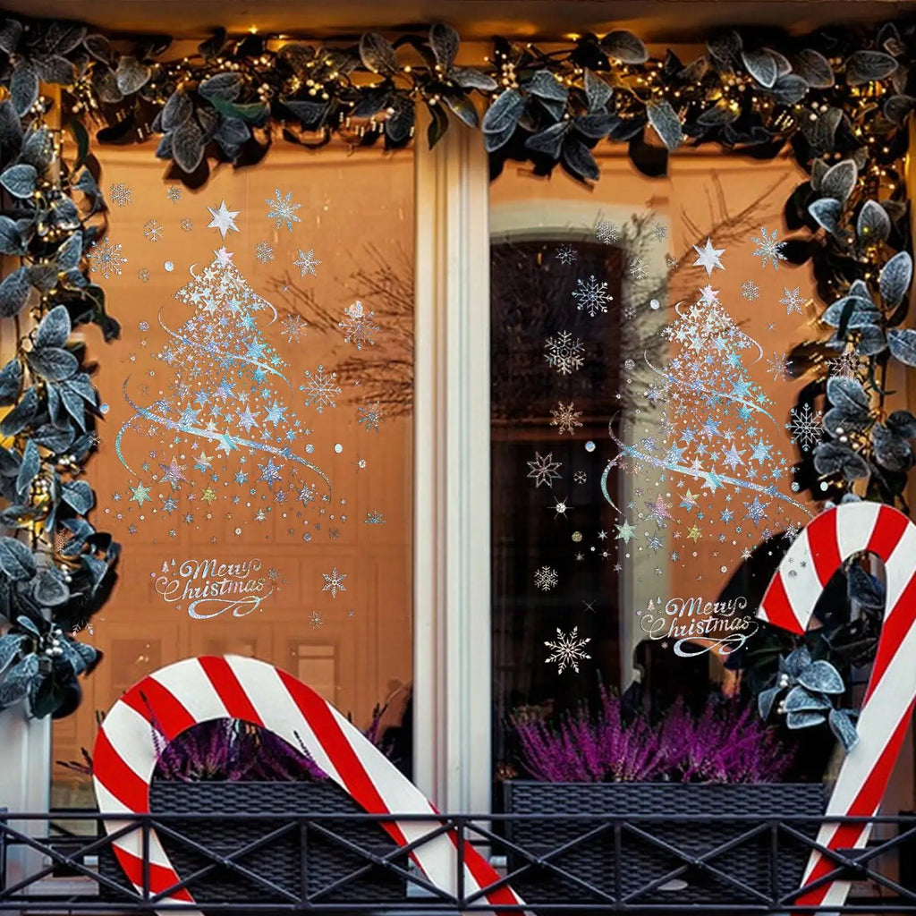 Christmas Window Decals 2 Sheets Reusable Static Clings Tree Seasonal Zpaxo