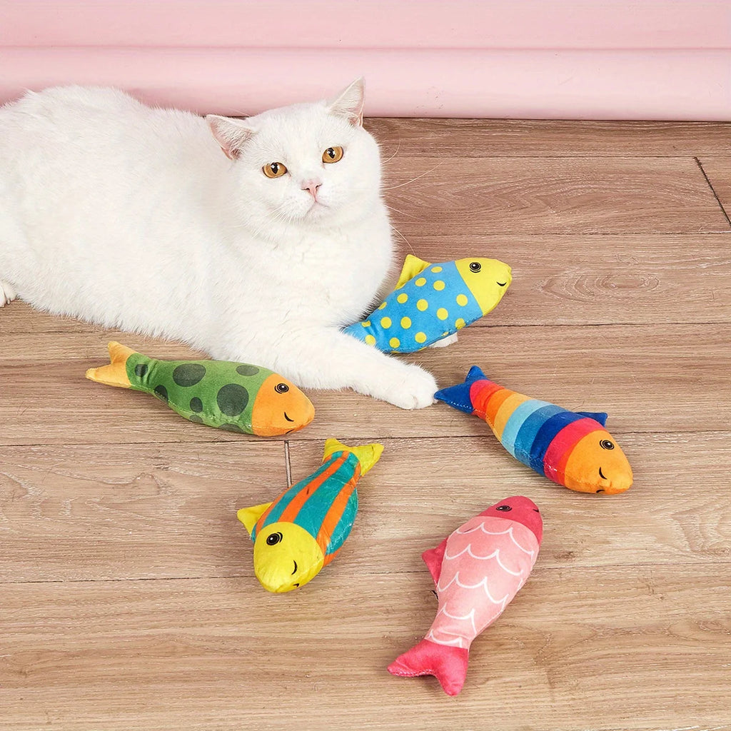 Interactive Catnip Toy Cat Grass Inside Enhance Bond Fish Shape Bite Zpaxo Random Colors 3pcs