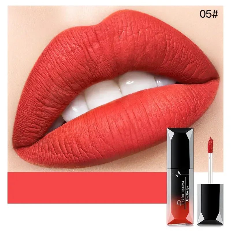 Pudaier Waterproof Lip Gloss Matte Liquid Lipstick Matte Lip Stick Cosmetics Makeup Nude Purple Black Rose Cosmetics Zpaxo 5