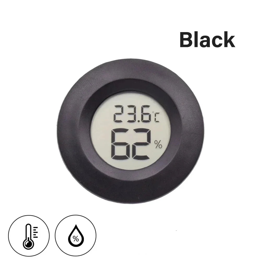 Portable Mini Circular Electronic Temperature Hygrometer LCD Display Zpaxo Black