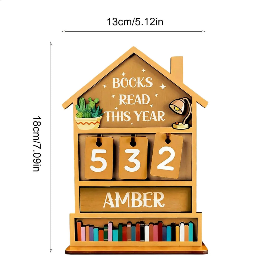 Wooden Books Read Tracker Manual Reading Progress Display Book Zpaxo