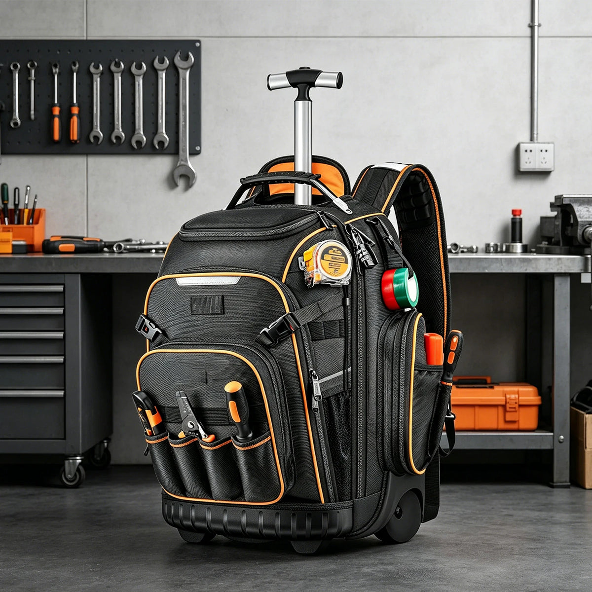 Tool Backpack Wheels Electrician Waterproof Base Rolling Bag Zpaxo