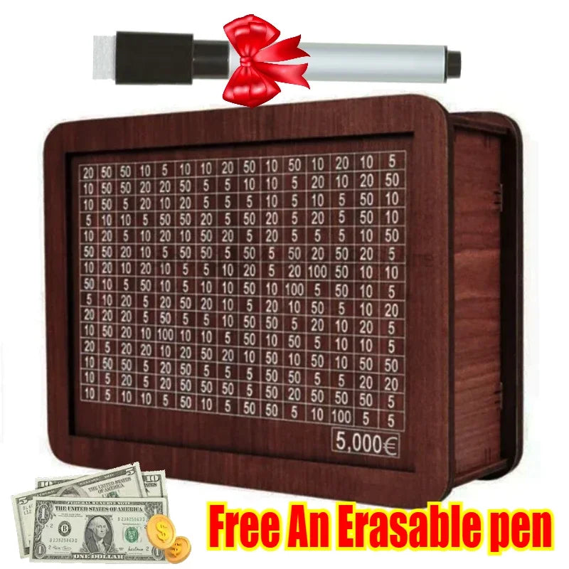 Wooden Piggy Banks, Dollar Cash Boxes, Reusable Assembled Cash Boxes, Home Decorations, with Savings Goals and Figures Zpaxo EUR 5000