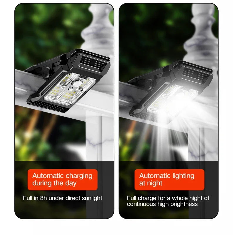 Solar Sensor Motion Light Clip Lawn Waterproof Work 3 Modes Outdoor Zpaxo
