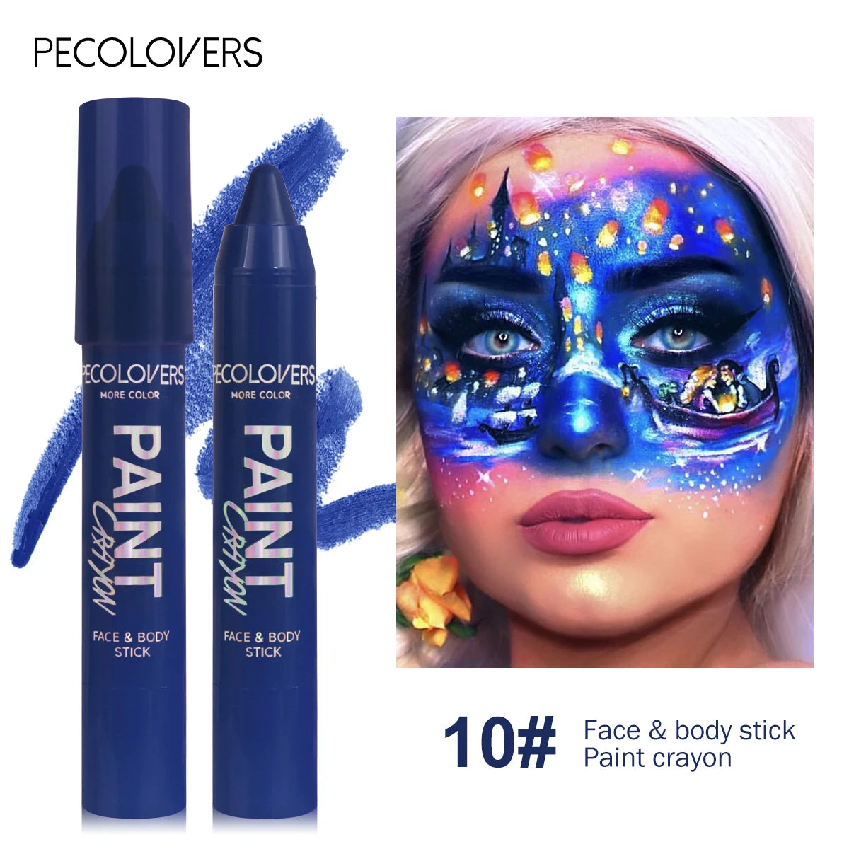 1PC Colorful Facial and Body Paint Sticks - Waterproof, Gentle Texture, Purple/green/blue, Long-lasting, Suitable for Easter Zpaxo 10
