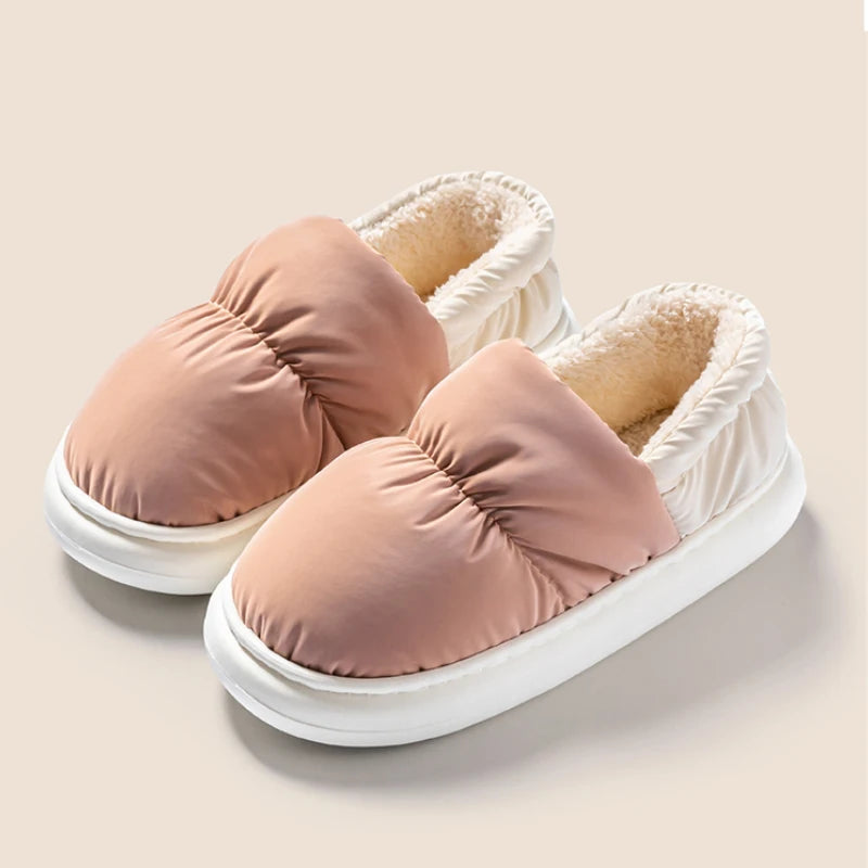 Package Slippers Women's Winter Indoor Non-slip Plush Fleece Lined Zpaxo Pink 36-37