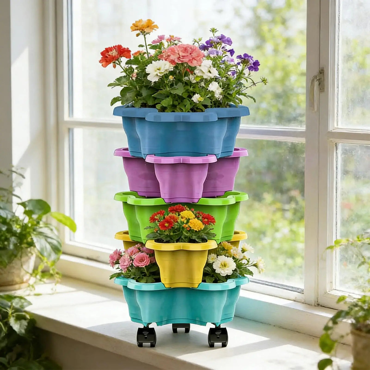 Stackable Strawberry Planter 4 5 Tier Vertical Garden Tower Vegetable Zpaxo