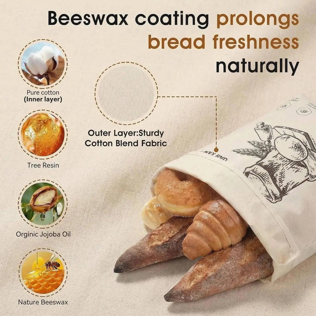 Beeswax Bread Bag Reusable Large Homemade Storage Zipper Bags Baking Zpaxo