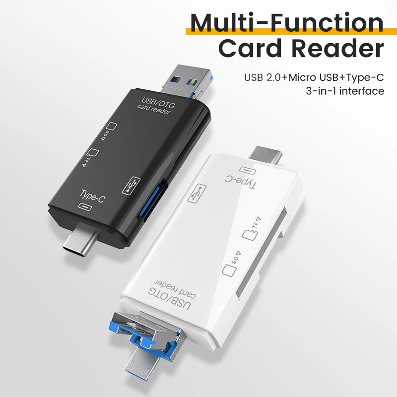 Multifunction 6 In 1 OTG SD Card Reader USB Card Reader Type-C/TF/SD Memory Card Adapter For Phone PC Laptops Camera Accessories Zpaxo