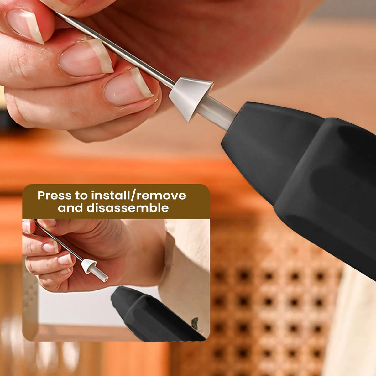 Rechargeable Handheld Milk Frother 3-Speed Electric Whisk Coffee Zpaxo