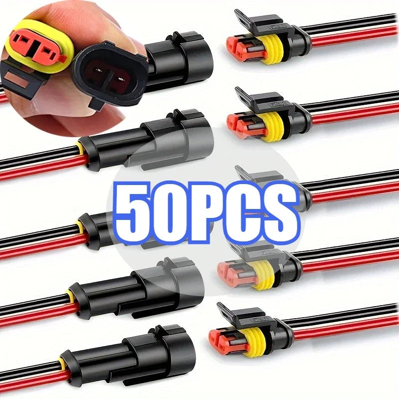 Automotive Connector Electric Motorcycle Connectors Waterproof Quick Connect Kit with Wire,Suitable for Cars and Ships Connector Zpaxo 50PCS-25pair