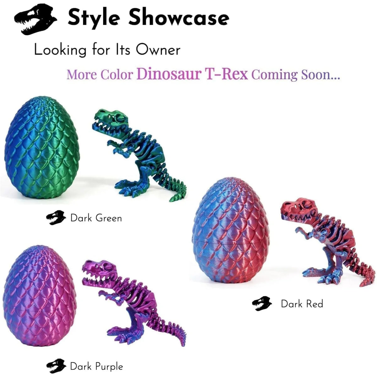 3D Printed Dinosaurwith Egg T-rex Stress Relief Figurines Fidget Zpaxo