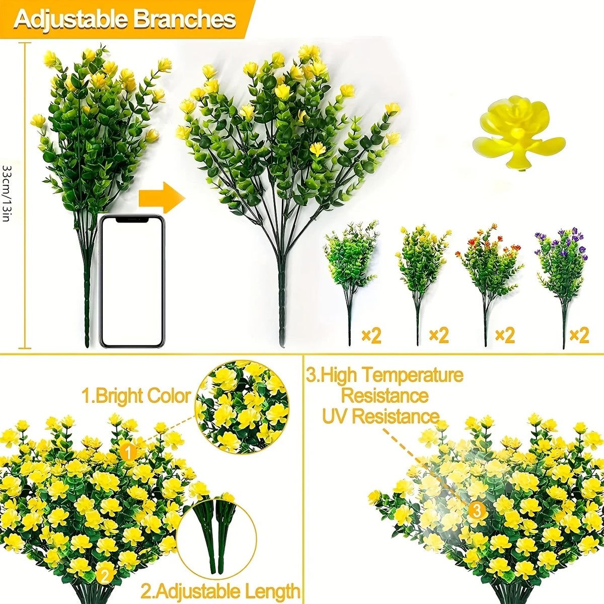3 Artificial Flowers Home Garden Decor Realistic Simulation Floral Zpaxo