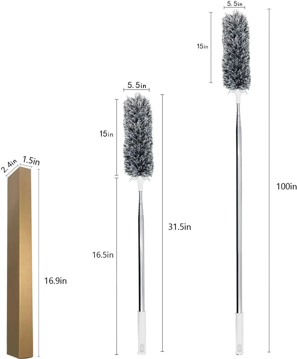 Retractable Microfiber Gap Dust Cleaner Extension Pole Reusable Zpaxo