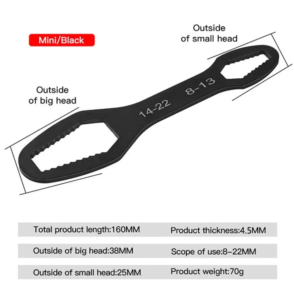 8-22mm Universal Torx Wrench Self-tightening Adjustable Glasses Wrench Board Double-head Torx Spanner Hand Tools for Factory Zpaxo 160mm 8-22