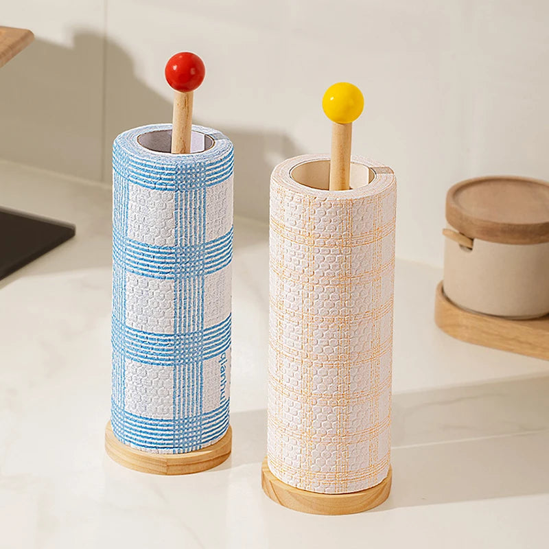 Kitchen Wooden Roll Paper Towel Holder Bathroom Tissue Vertical Stand Zpaxo