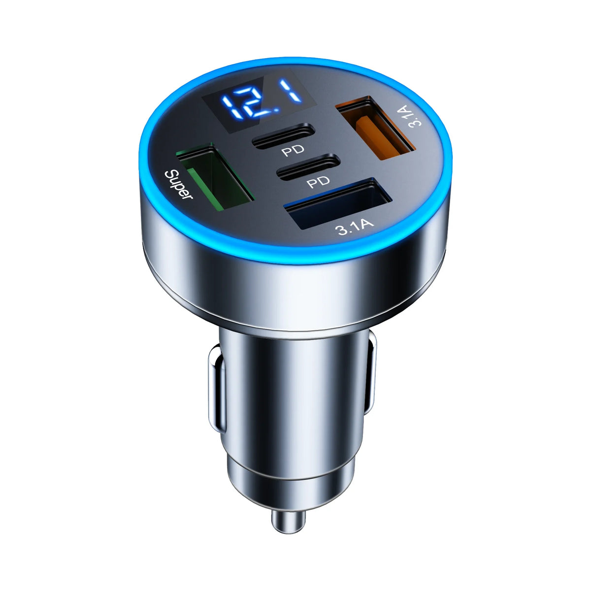 UYUXIO 1 USB Car Phone Charger Adapter Voltage Display Dual PD Port Zpaxo Black Car Charger