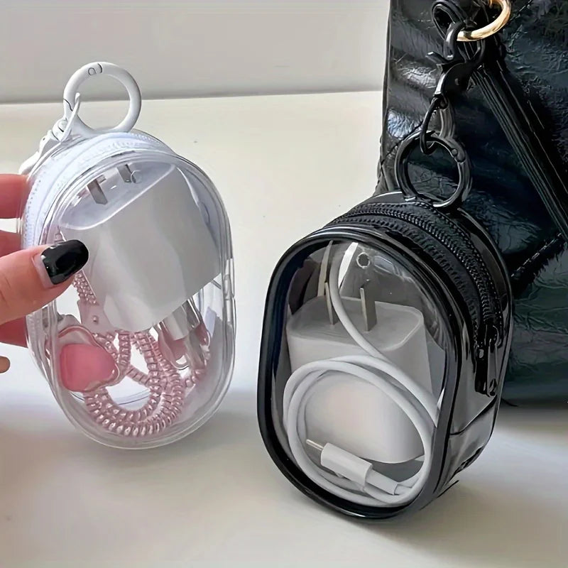 Portable Clear Cable Organizer Storage Box Charger Earbuds Data Zpaxo