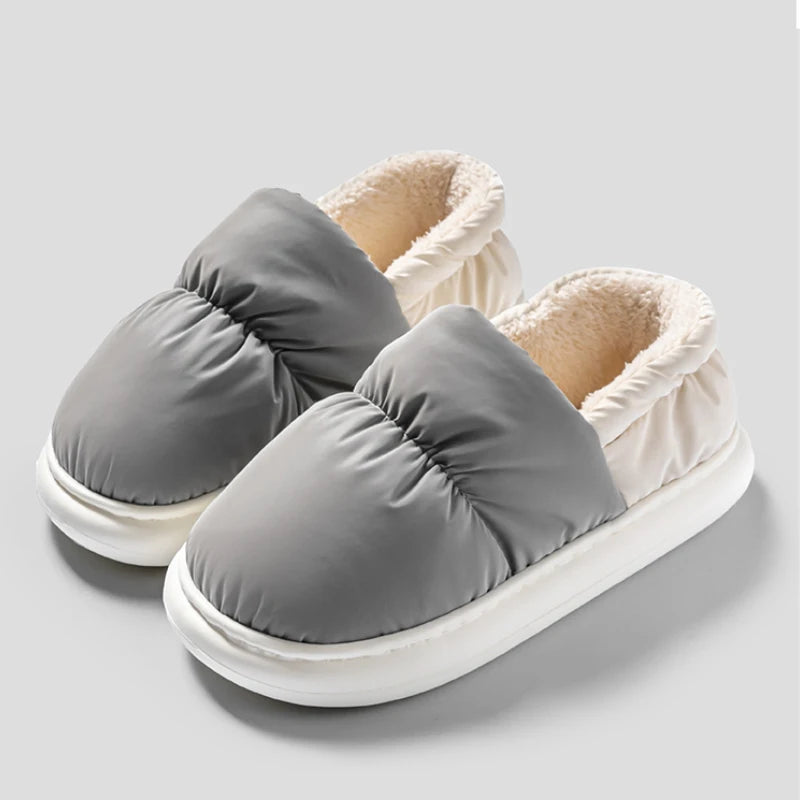 Package Slippers Women's Winter Indoor Non-slip Plush Fleece Lined Zpaxo GRAY 44-45