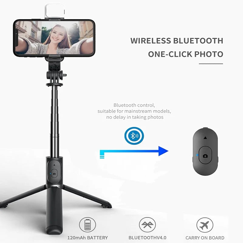 Q02 Selfie Stick Wireless Bluetooth Tripod Foldable Bracket for Xiaomi Redmi Huawei iPhone Samsung Smartphone Android iOS Holder Zpaxo
