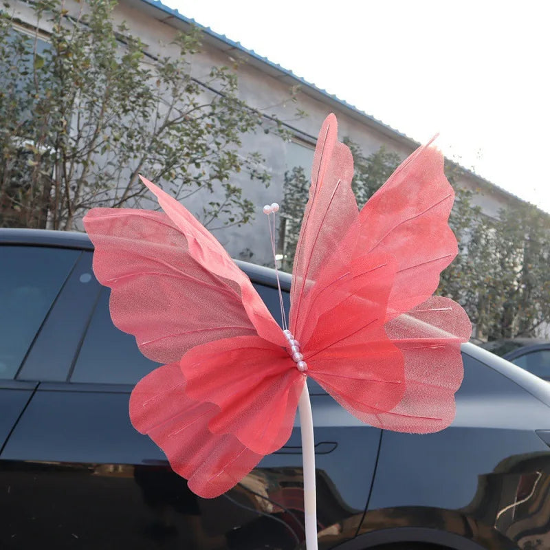 Giant Artificial Silk Peony Realistic Flowers Simulated Butterfly Zpaxo Red Butterfly