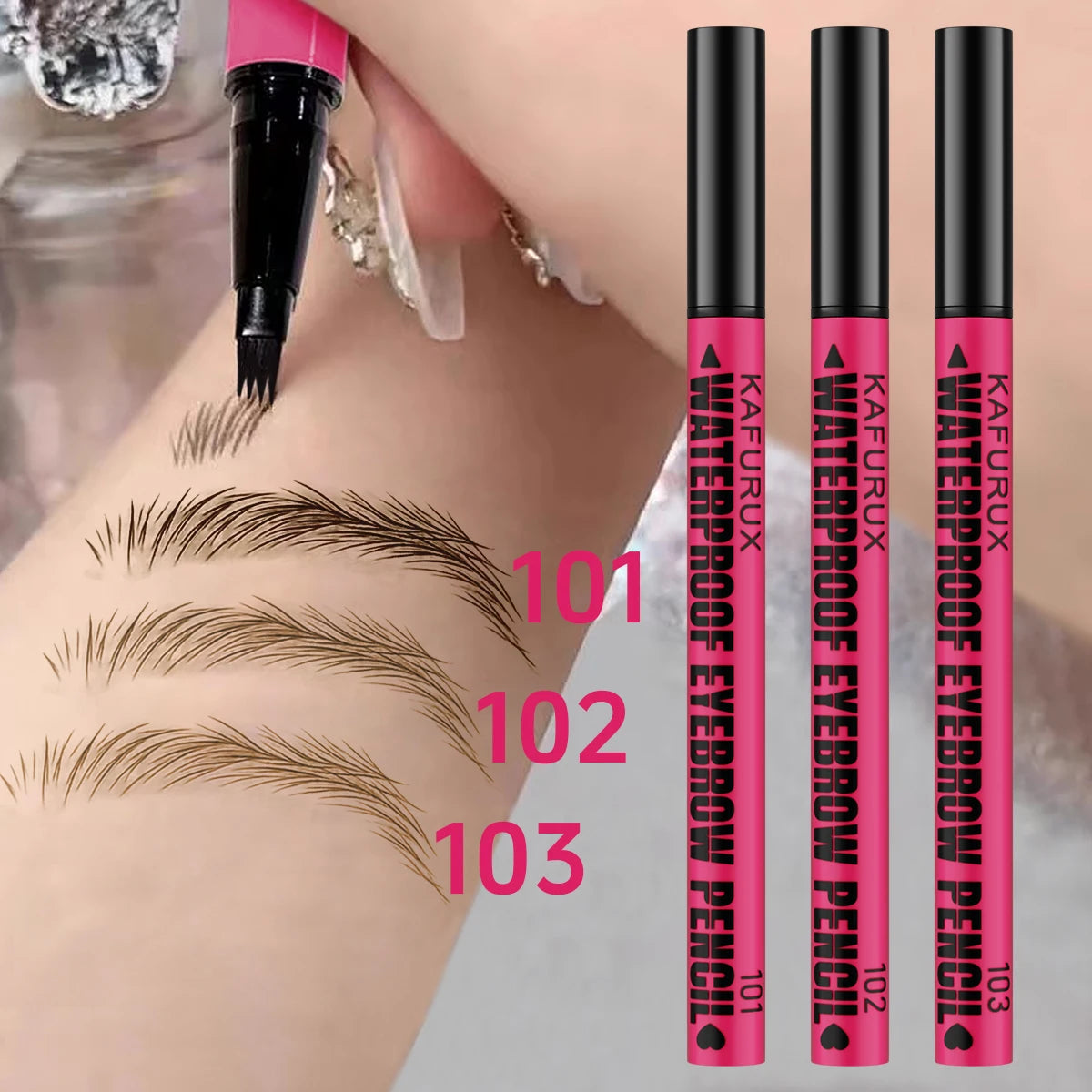 3-color Waterproof Eyebrow Pen Microblading Pencil 4 Split Head Zpaxo